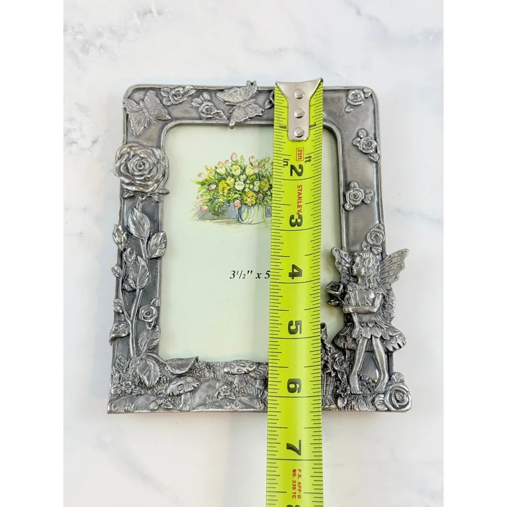 VTG RARE HK Perfect Pewter 3.5X5 Whimsical Fairy Floral Butterfly Frame
